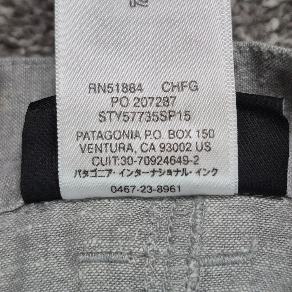Patagonia Back Step Shorts Mens 35 Gray Hemp Organic Cotton Blend